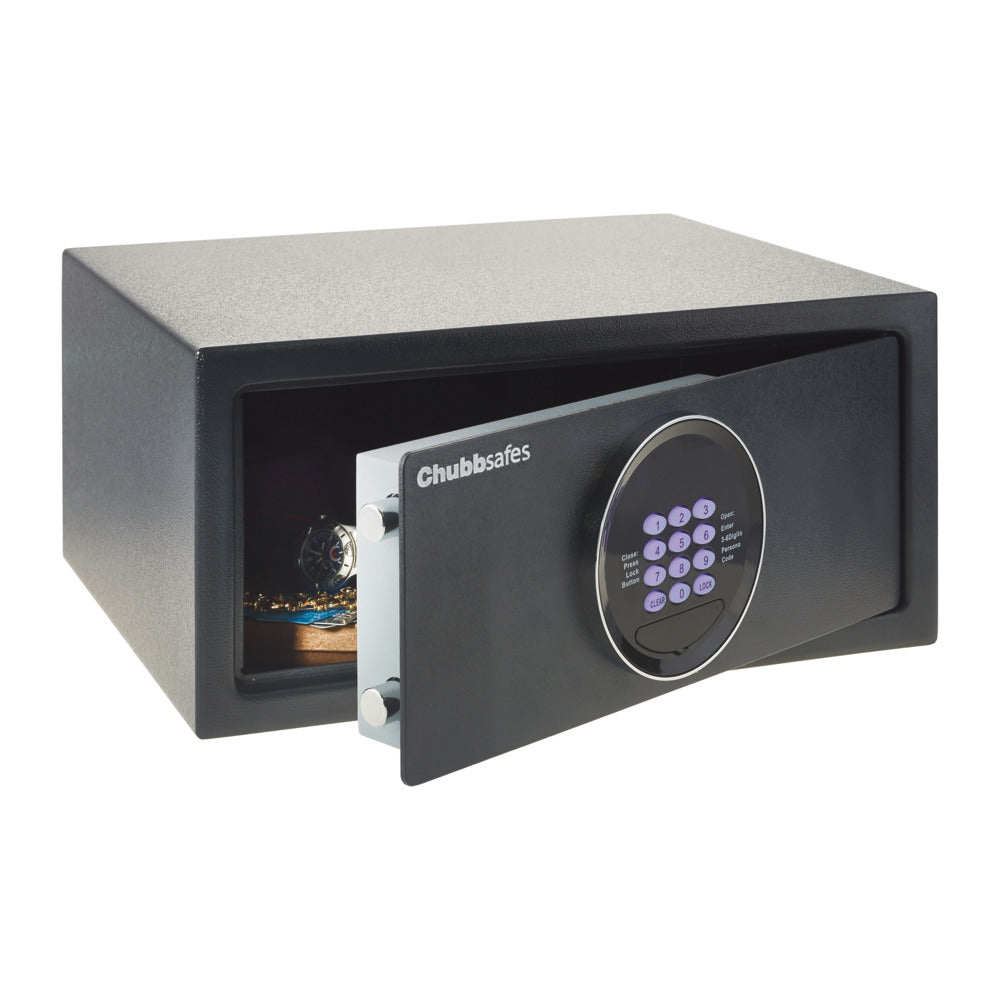 chubbsafes air laptop hotel kluis zijaanzicht deels open